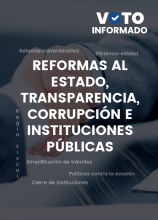 Fotografía de dos manos entrelazandose, y con el título de la revista: Reformas al Estado, transparencia, corrupción e instituciones públicas.