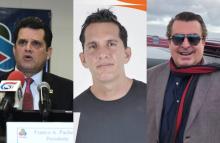 Fotografía de Franco Pacheco, expresidente de UCCAEP; José Aguilar Berrocal, exdirector de Horizonte Positivo; y Alberto Rodríguez, empresario del hotel Baldí.