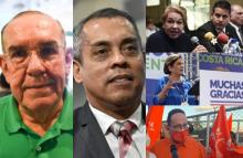 Collage de fotografías de Rodrigo Arias, Horacio Alvarado, Gloria Navas, Pilar Cisneros, Eliécer Feinzaig, canddiaturas electas a diputación.