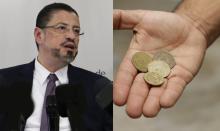Fotografía de Rodrigo Chaves y una mano con dinero.