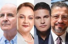 Fotografía de las personas candidatas: José María Figueres, Lineth Saborío, Fabricio Alvarado y Rodrigo Chaves