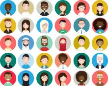 Imágenes de diversas personas en caricaturas. 
